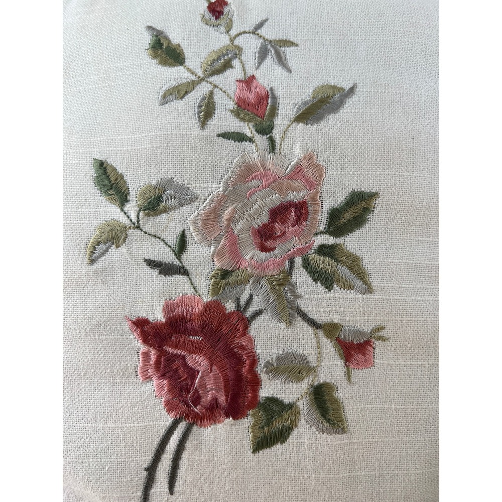 Vintage Romantic Floral‎ Pillow Set Embroidered Cottagecore French Country Decor - Picture 4 of 16